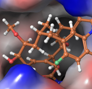 Molecular model on a computer screen.